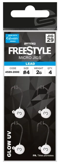 Spro Freestyle Micro Jig Glow White JIG 29 2g #1/0 (4stuks) -Aanbevolen Winkels Voor Visuitrusting ftp 2 2021 fs mic jig 10 7